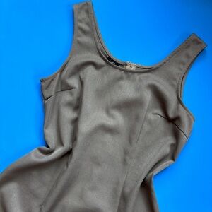 Vintage 90s Solid Grey Sleeveless Sheath Dress